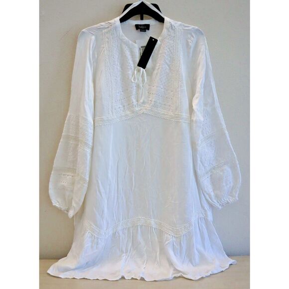 Belldini BW220020 Women's Sz Large White Boho Lace A-Line Silhouette Dress - Picture 2 of 11